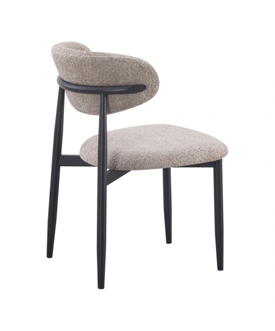 Καρέκλα Folegio pakoworld μπουκλέ σε γκρι απόχρωση με μαύρα πόδια 59x50x75εκ
