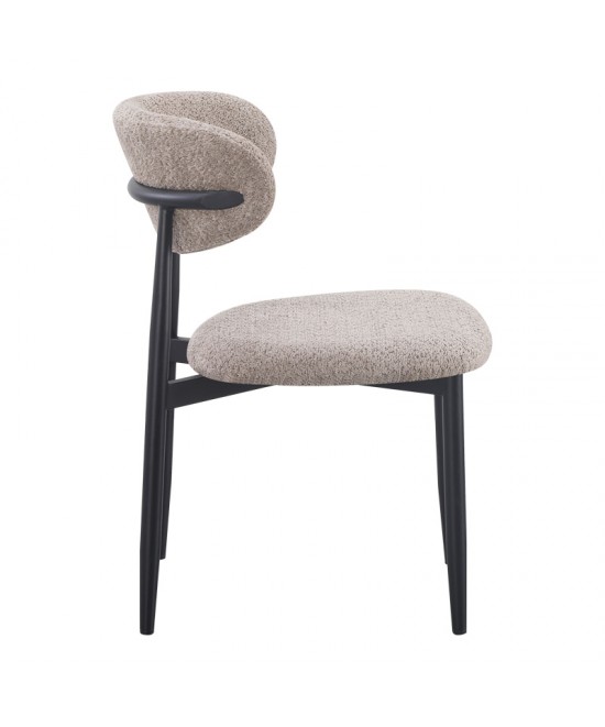 Καρέκλα Folegio pakoworld μπουκλέ σε γκρι απόχρωση με μαύρα πόδια 59x50x75εκ