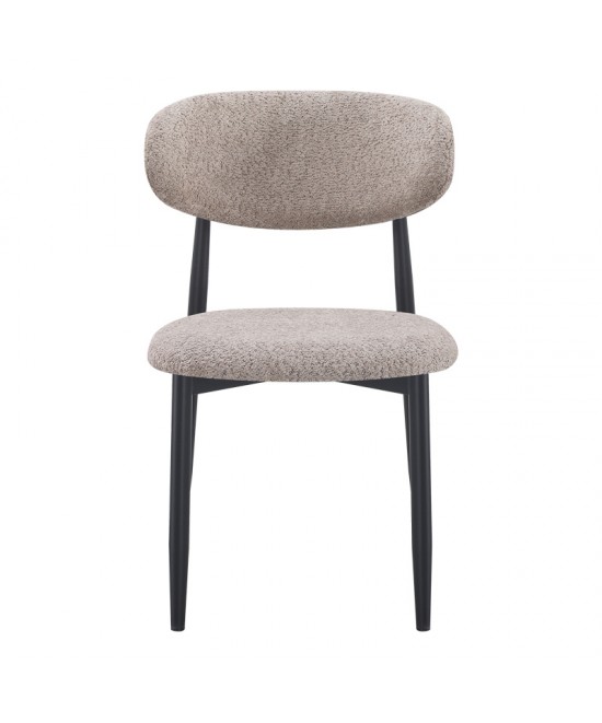 Καρέκλα Folegio pakoworld μπουκλέ σε γκρι απόχρωση με μαύρα πόδια 59x50x75εκ