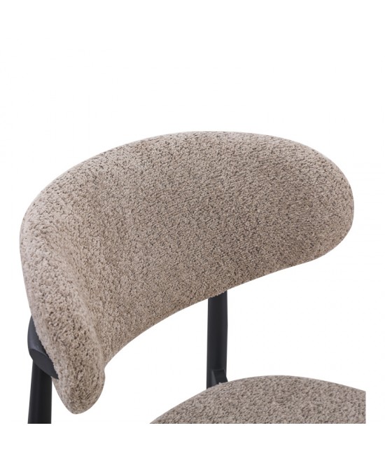 Καρέκλα Folegio pakoworld μπουκλέ σε γκρι απόχρωση με μαύρα πόδια 59x50x75εκ