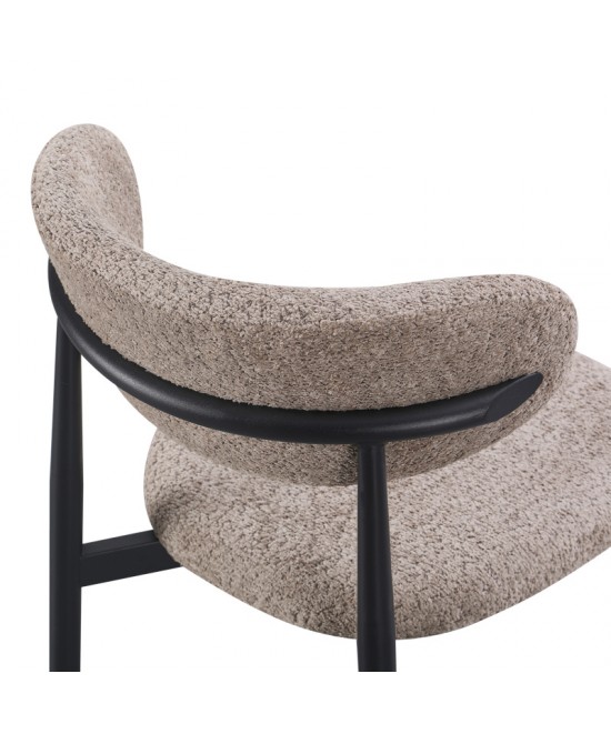 Καρέκλα Folegio pakoworld μπουκλέ σε γκρι απόχρωση με μαύρα πόδια 59x50x75εκ