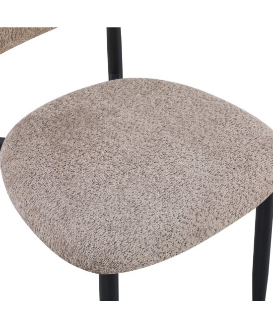 Καρέκλα Folegio pakoworld μπουκλέ σε γκρι απόχρωση με μαύρα πόδια 59x50x75εκ