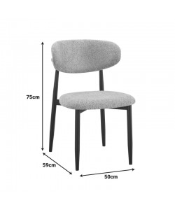 Καρέκλα Folegio pakoworld μπουκλέ σε γκρι απόχρωση με μαύρα πόδια 59x50x75εκ
