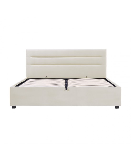 Κρεβάτι Molito pakoworld βελούδο σε εκρού απόχρωση με αποθηκευτικό χώρο150x200εκ Κρεβάτι Molito pakoworld βελούδο σε εκρού απόχρωση με αποθηκευτικό χώρο150x200εκ