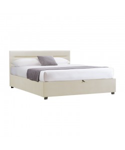 Κρεβάτι Molito pakoworld βελούδο σε εκρού απόχρωση με αποθηκευτικό χώρο150x200εκ