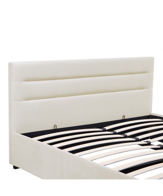 Κρεβάτι Molito pakoworld βελούδο σε εκρού απόχρωση με αποθηκευτικό χώρο150x200εκ Κρεβάτι Molito pakoworld βελούδο σε εκρού απόχρωση με αποθηκευτικό χώρο150x200εκ