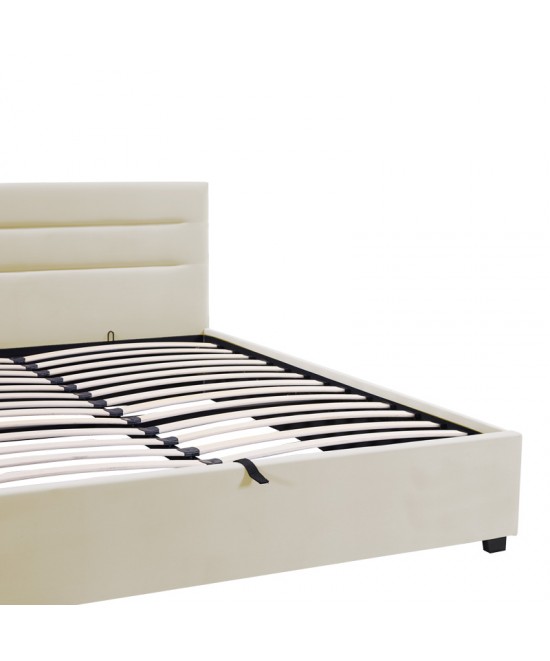 Κρεβάτι Molito pakoworld βελούδο σε εκρού απόχρωση με αποθηκευτικό χώρο150x200εκ Κρεβάτι Molito pakoworld βελούδο σε εκρού απόχρωση με αποθηκευτικό χώρο150x200εκ