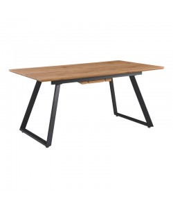 Τραπέζι επεκτεινόμενο Kannu pakoworld σε φυσική απόχρωση με μαύρα μεταλλικά πόδια 160-200x90x75εκ