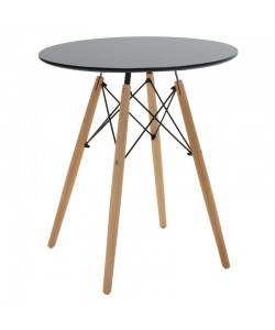 Τραπέζι Julita pakoworld MDF μαύρο και ξύλο οξιάς σε φυσική απόχρωση Φ60x73εκ