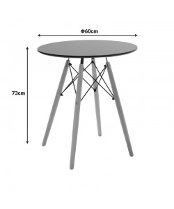 Τραπέζι Julita pakoworld MDF μαύρο και ξύλο οξιάς σε φυσική απόχρωση Φ60x73εκ