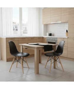 Τραπεζαρία Manka I-Julita pakoworld σετ 3τεμ σε sonoma-μαύρη απόχρωση 80x80x77εκ