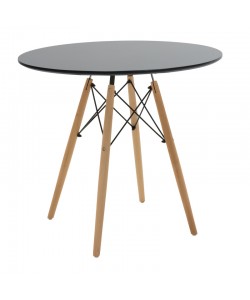 Τραπέζι Julita pakoworld MDF μαυρο-πόδια σε φυσική απόχρωση Φ80x73εκ