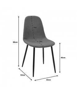 Καρέκλα Bella pakoworld γκρι ύφασμα με πόδι μέταλλο σε φυσική απόχρωση 43.5x52x89εκ