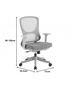 Καρέκλα γραφείου εργασίας Litulo pakoworld ύφασμα mesh σε γκρι απόχρωση 51x50.5x98/106εκ