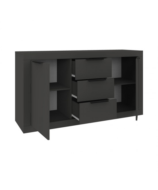Μπουφές Doha pakoworld σε ανθρακί απόχρωση 150x45x80.5εκ