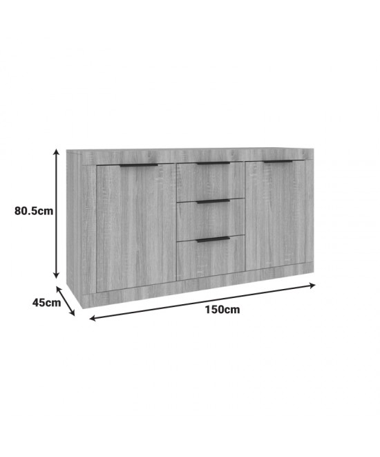 Μπουφές Doha pakoworld σε ανθρακί απόχρωση 150x45x80.5εκ