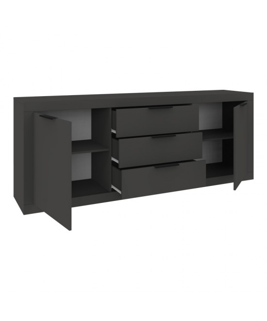Μπουφές Doha pakoworld σε ανθρακί απόχρωση 210x45x80.5εκ