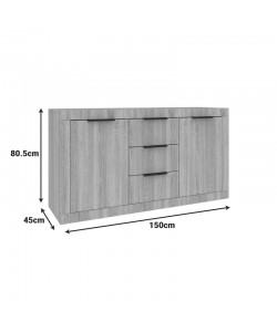 Μπουφές Doha pakoworld σε sonoma απόχρωση 150x45x80.5εκ