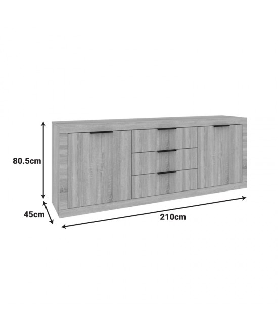 Μπουφές Doha pakoworld σε sonoma απόχρωση 210x45x80.5εκ