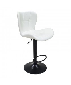 Σκαμπό μπαρ Coozy pakoworld πτυσσόμενο μεταλλικό μαύρο ματ με pu σε λευκή απόχρωση 46x47x90-112εκ