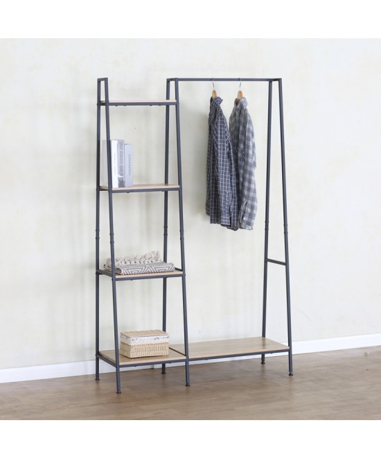 Έπιπλο εισόδου-ραφιέρα Herevy pakoworld σε oak απόχρωση με μαύρο μέταλλο 101x35x160εκ