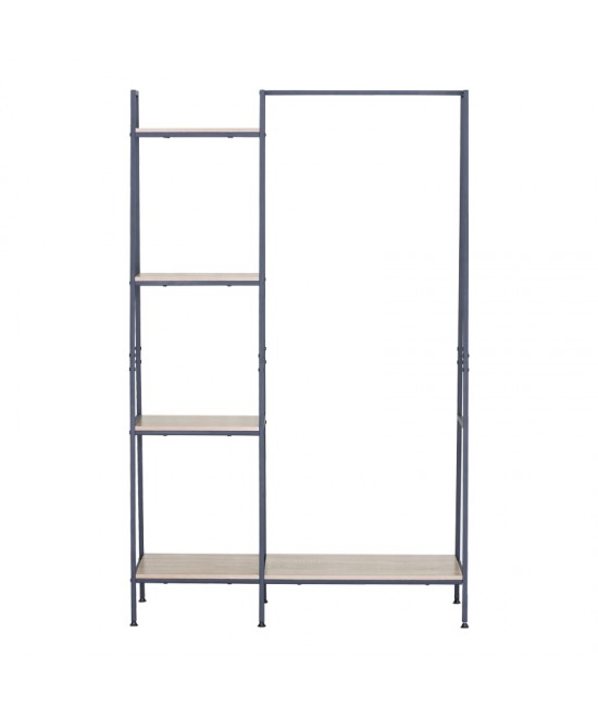 Έπιπλο εισόδου-ραφιέρα Herevy pakoworld σε oak απόχρωση με μαύρο μέταλλο 101x35x160εκ