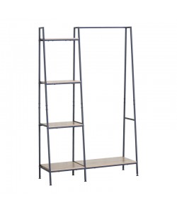 Έπιπλο εισόδου-ραφιέρα Herevy pakoworld σε oak απόχρωση με μαύρο μέταλλο 101x35x160εκ