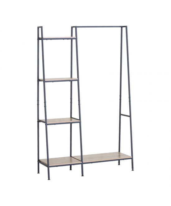 Έπιπλο εισόδου-ραφιέρα Herevy pakoworld σε oak απόχρωση με μαύρο μέταλλο 101x35x160εκ