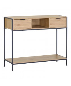 Κονσόλα Regando pakoworld σε oak απόχρωση με μαύρο μέταλλο 100x35x80εκ