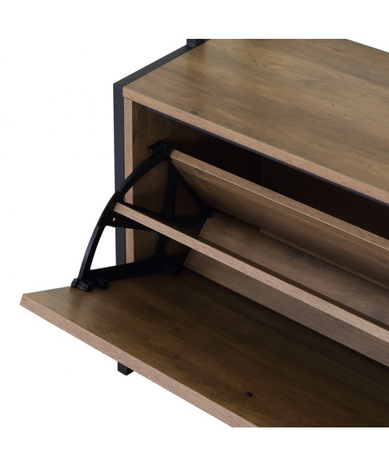 Έπιπλο εισόδου Ventoria pakoworld σε oak απόχρωση με μαύρο μέταλλο 84x30x182εκ