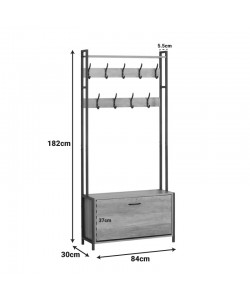 Έπιπλο εισόδου Ventoria pakoworld σε oak απόχρωση με μαύρο μέταλλο 84x30x182εκ