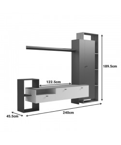 Σύνθετο σαλονιού Ferefia pakoworld σε sonoma με λευκή και γκρι απόχρωση 240x45.5x189.5εκ