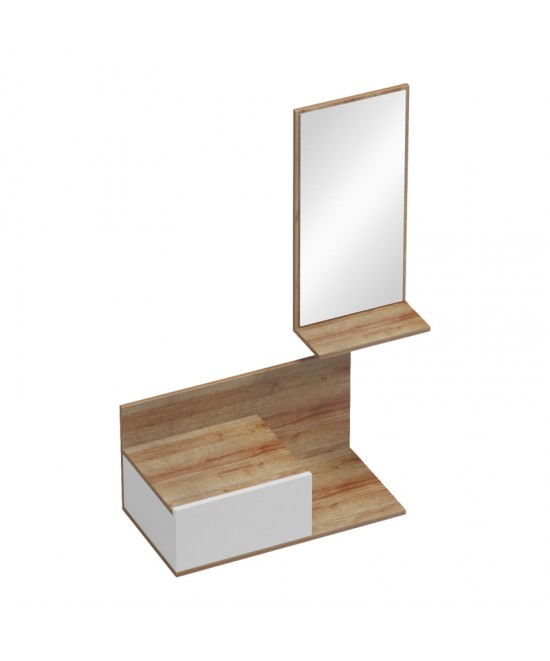 Έπιπλο εισόδου με καθρέπτη Miranda pakoworld σε λευκή-oak απόχρωση 60x30x89.5εκ