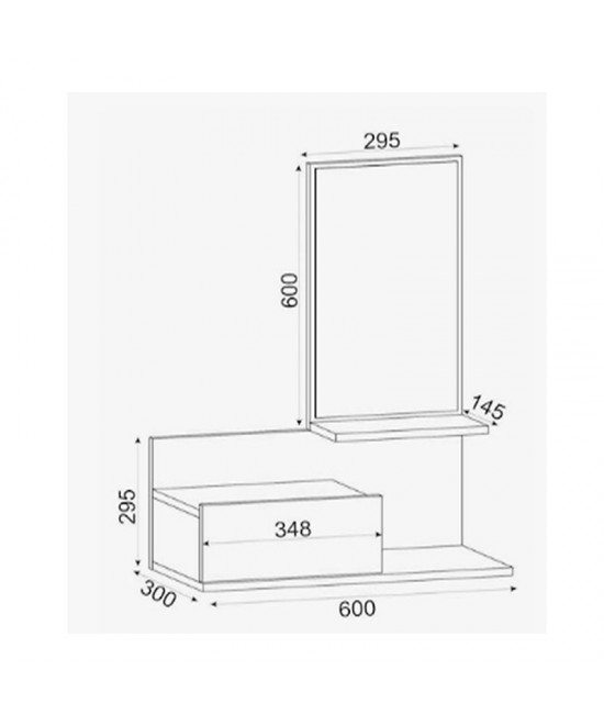Έπιπλο εισόδου με καθρέπτη Miranda pakoworld σε λευκή-oak απόχρωση 60x30x89.5εκ