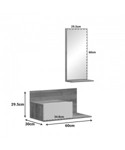 Έπιπλο εισόδου με καθρέπτη Miranda pakoworld σε λευκή-oak απόχρωση 60x30x89.5εκ