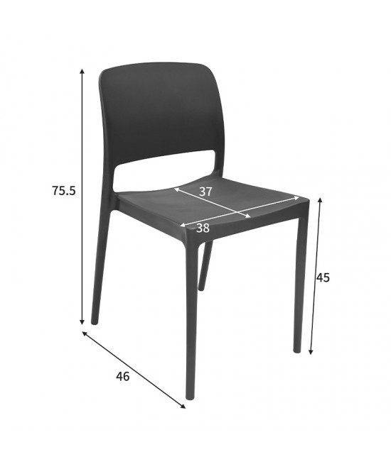 Καρέκλα Fenxy pakoworld pp σε μαύρη απόχρωση 38x42x77εκ