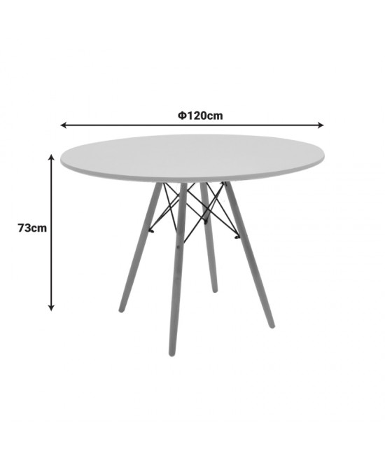 Τραπέζι Julita pakoworld MDF λευκό και ξύλο οξιάς σε φυσική απόχρωση Φ120x73εκ