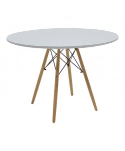 Τραπέζι Julita pakoworld MDF λευκό και ξύλο οξιάς σε φυσική απόχρωση Φ120x73εκ