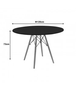 Τραπέζι Julita pakoworld MDF μαύρο και ξύλο οξιάς σε φυσική απόχρωση Φ120x73εκ