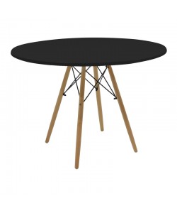 Τραπέζι Julita pakoworld MDF μαύρο και ξύλο οξιάς σε φυσική απόχρωση Φ120x73εκ