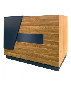 Γραφείο reception επαγγελματικό Oscar pakoworld σε καρυδί-ανθρακί απόχρωση 140x65x110εκ