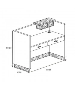 Γραφείο reception επαγγελματικό Oscar pakoworld σε καρυδί-ανθρακί απόχρωση 140x65x110εκ