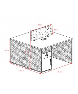 Γραφείο εργασίας επαγγελματικό 2 θέσεων Dakota pakoworld σε καρυδί-ανθρακί απόχρωση 120x120x76εκ
