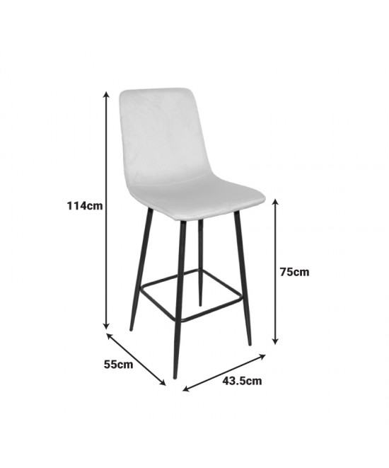 Σκαμπό μπαρ Grato pakoworld ύφασμα μαύρο-πόδι μαύρο μεταλλικό 43.5x55x114εκ