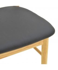 Καρέκλα Bedona pakoworld rubberwood σε φυσική απόχρωση με μαύρο pu μαξιλάρι 47x46x80εκ