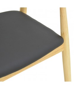 Πολυθρόνα Sandi pakoworld rubberwood σε φυσική απόχρωση με μαύρο pu μαξιλάρι 50x60x80εκ