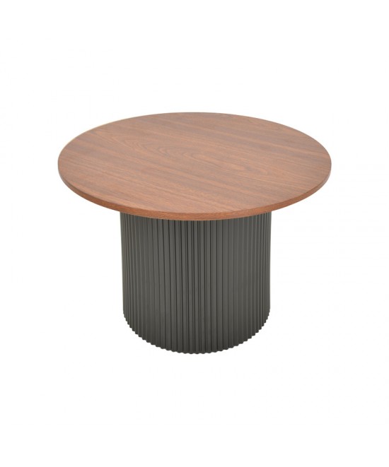 Τραπέζι σαλονιού Dovel pakoworld mdf σε καρυδί-μαυρη απόχρωση Φ70x40εκ