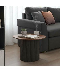 Τραπέζι σαλονιού Dovel pakoworld mdf σε καρυδί-μαυρη απόχρωση Φ70x40εκ