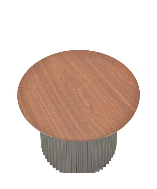 Τραπέζι σαλονιού Dovel pakoworld mdf σε καρυδί-μαυρη απόχρωση Φ70x40εκ