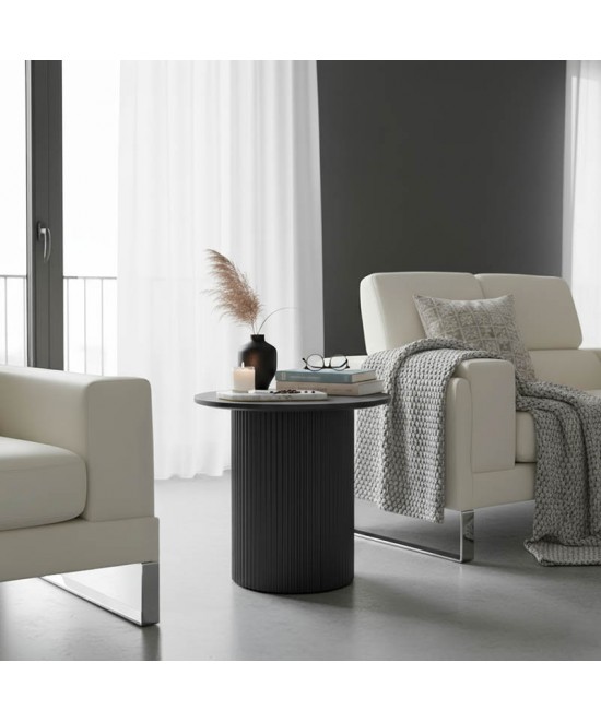 Βοηθητικό τραπέζι Dovel pakoworld mdf σε μαύρη απόχρωση Φ50x45εκ